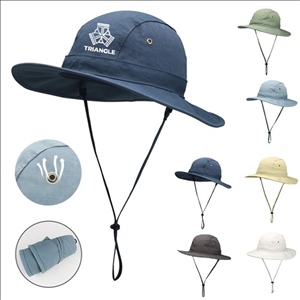 Wide Brim Sun Protection Bucket Hat with Adjustable Chin Strap
